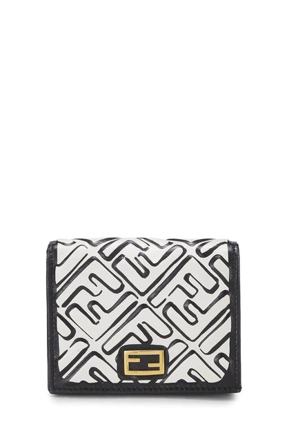 Fendi, Cartera compacta con relieve Zucca en blanco y negro Joshua Vides x Fendi Pre-Loved, multicolor