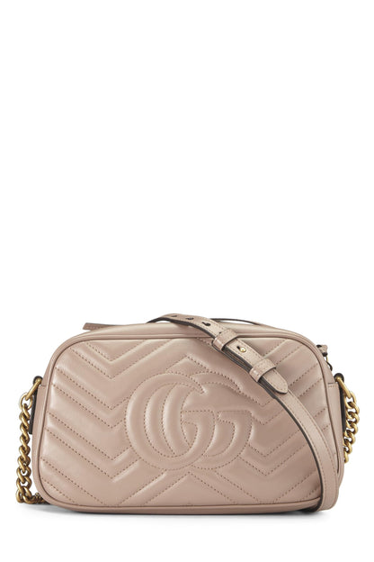 Gucci, sac à bandoulière GG Marmont en cuir rose d'occasion, rose