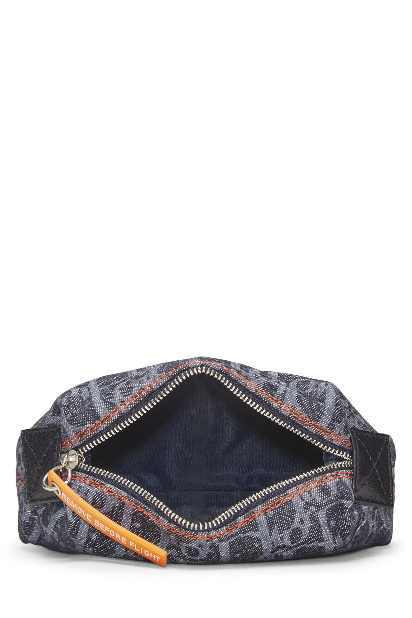 Dior, Pre-Loved Navy Denim Trotter Flight Pouch, Navy