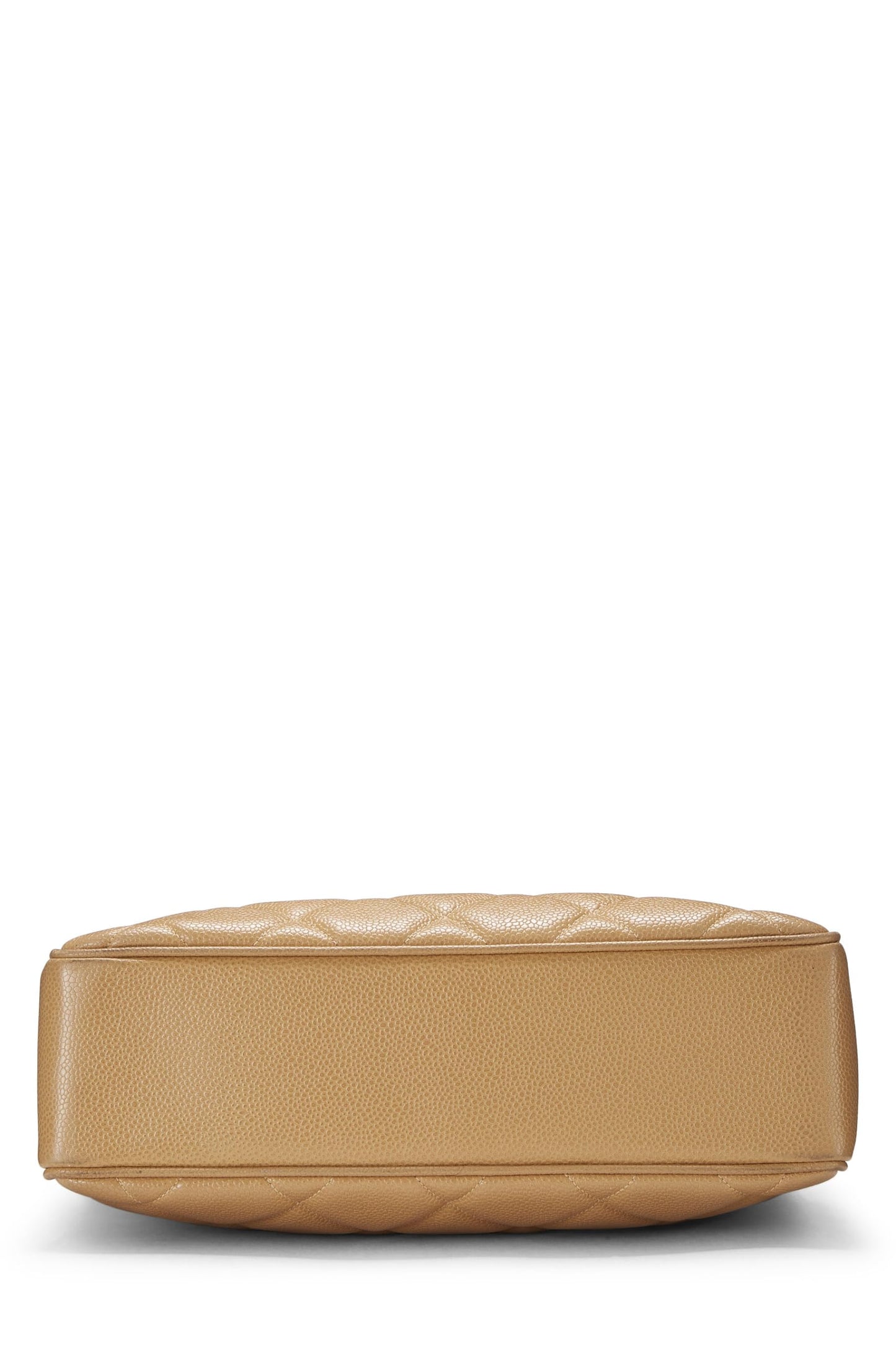 Chanel, sac à main matelassé beige à fermoir tournant Caviar d'occasion, beige