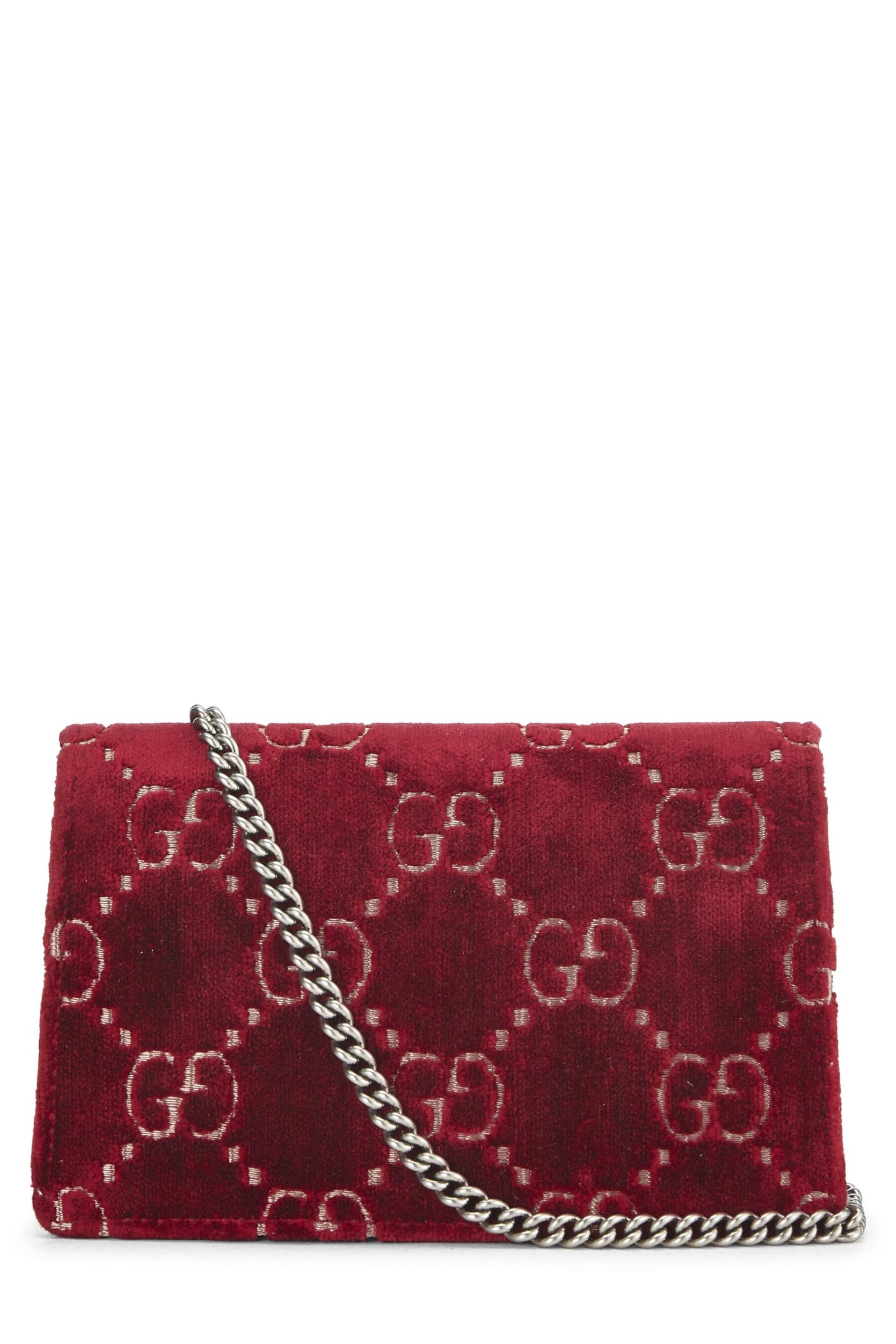 Gucci, Pre-Loved Burgundy GG Velvet Dionysus Shoulder Bag Mini, Red