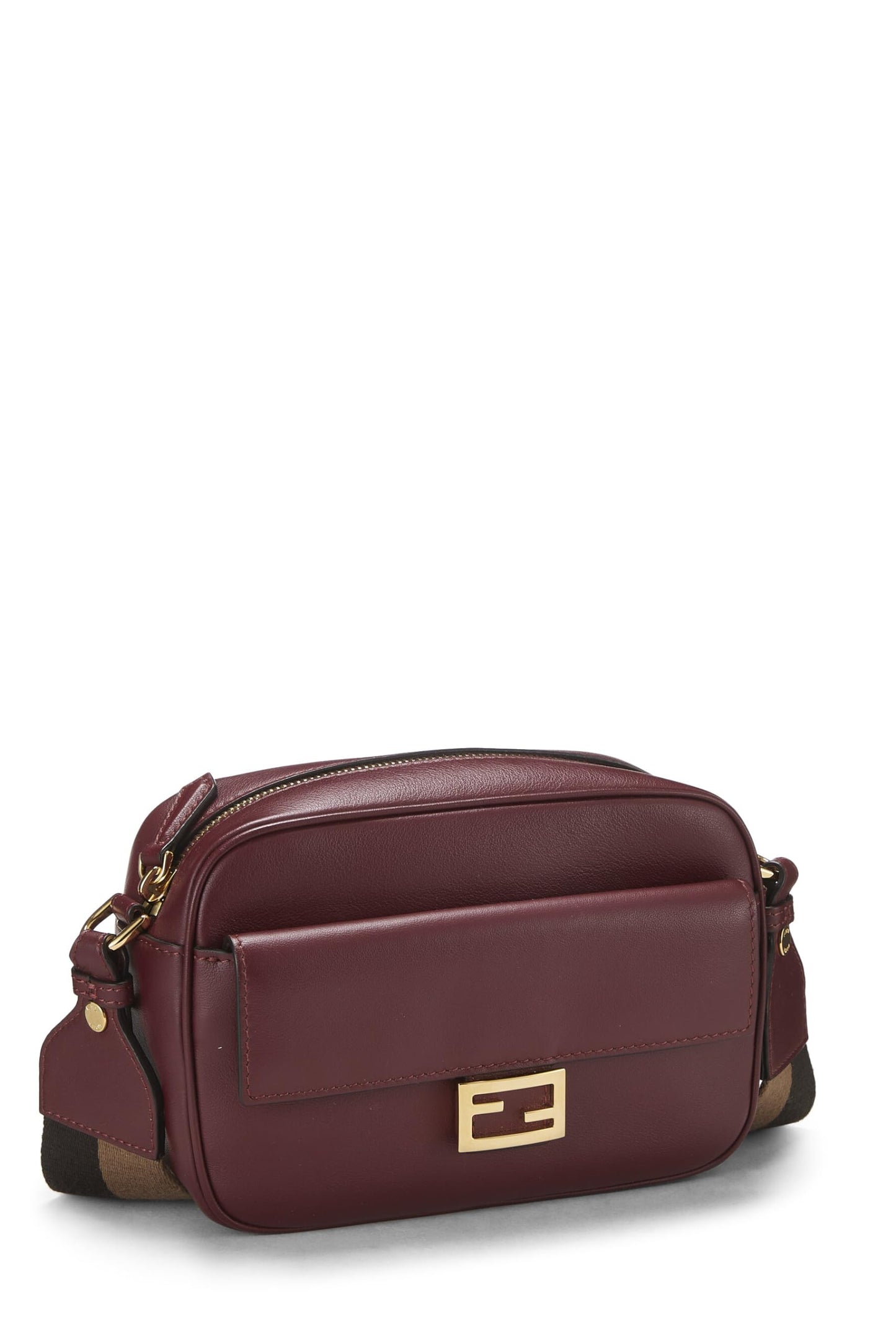 Fendi, Baguette Camera Medium en cuir bordeaux d'occasion, bordeaux