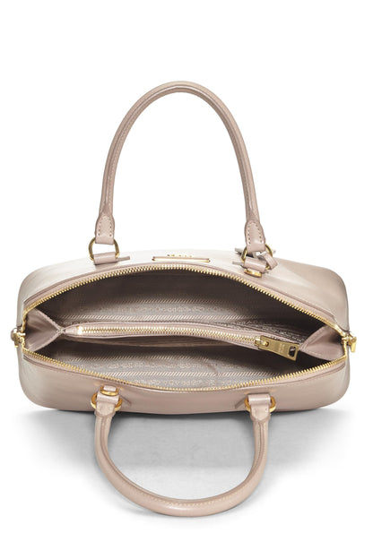 Prada, sac à main convertible en cuir Saffiano beige d'occasion, petit modèle, beige