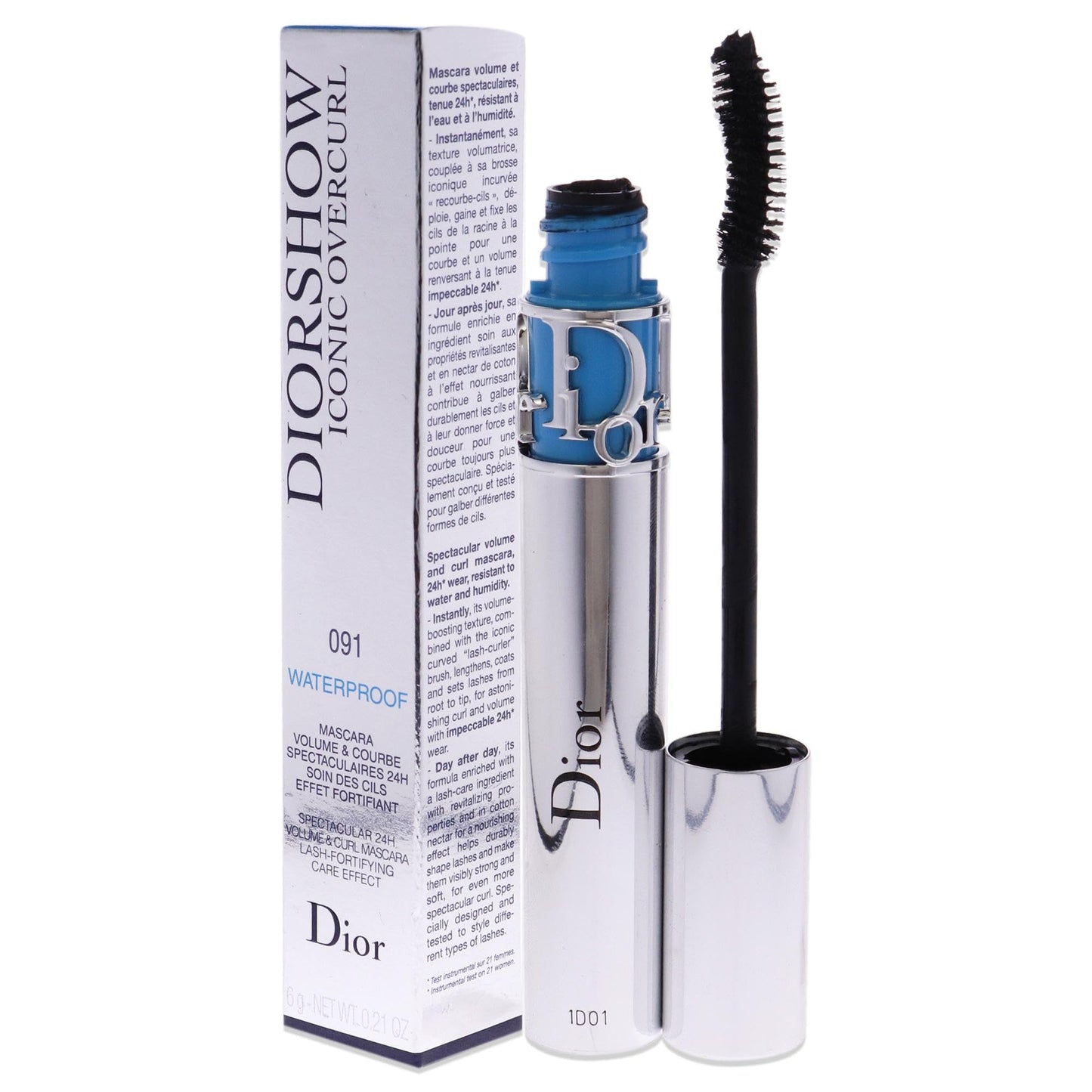 Mascara Waterproof Diorshow Iconic Overcurl Spectacular 24H (091) Noir, 0,21 once