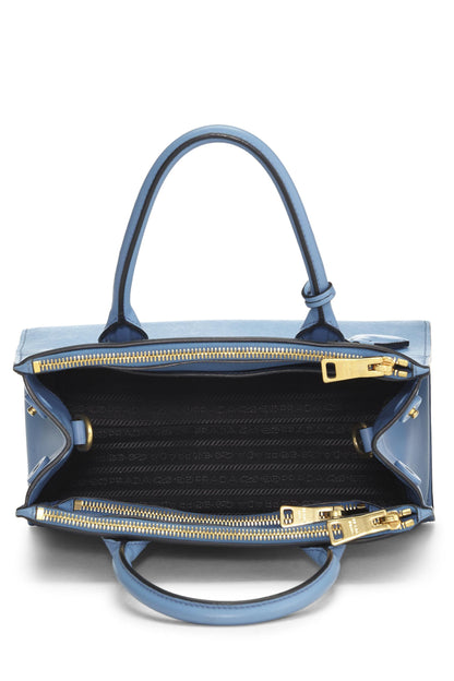 Prada, sac Paradigme en cuir Saffiano bleu d'occasion, petit modèle, bleu