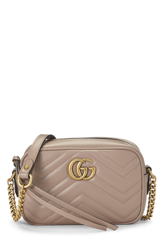 Gucci, Pre-Loved Pink Leather GG Marmont Crossbody Bag Small, Pink