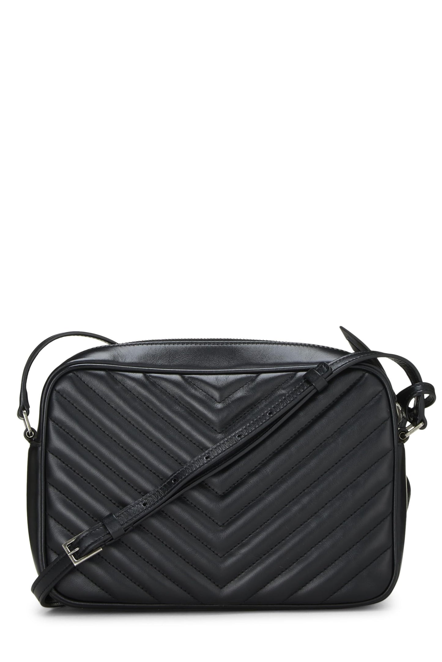 Yves Saint Laurent, Bolso para cámara Lou de piel de becerro acolchado negro Pre-Loved, Negro