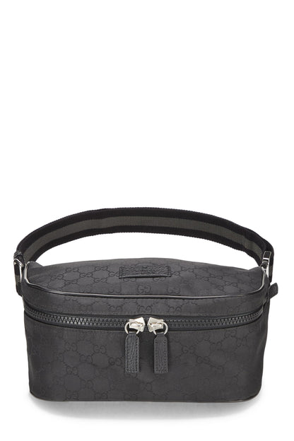 Gucci, pochette de taille zippée en nylon noir GG d'origine d'occasion, noir