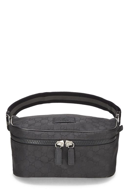 Gucci, pochette de taille zippée en nylon noir GG d'origine d'occasion, noir