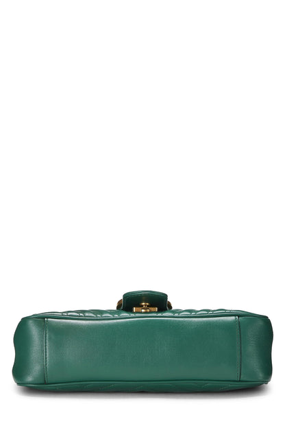 Gucci, sac à bandoulière GG Marmont en cuir vert d'occasion, petit modèle, vert