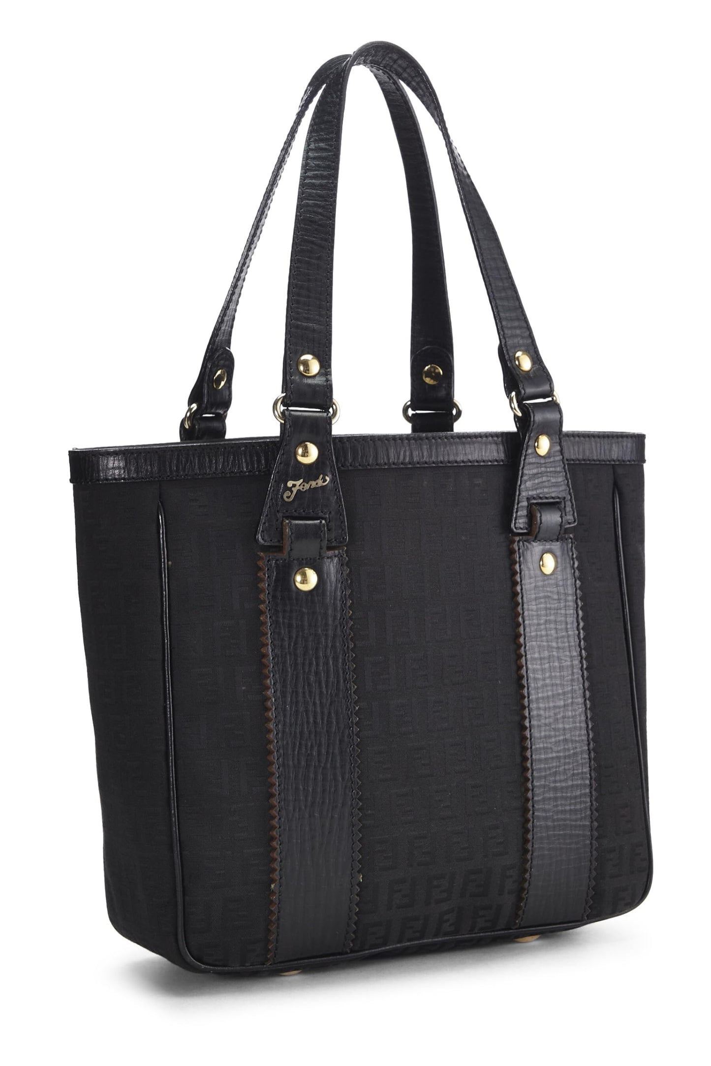 Fendi, sac fourre-tout en toile Zucchino noir d'occasion, petit modèle, noir