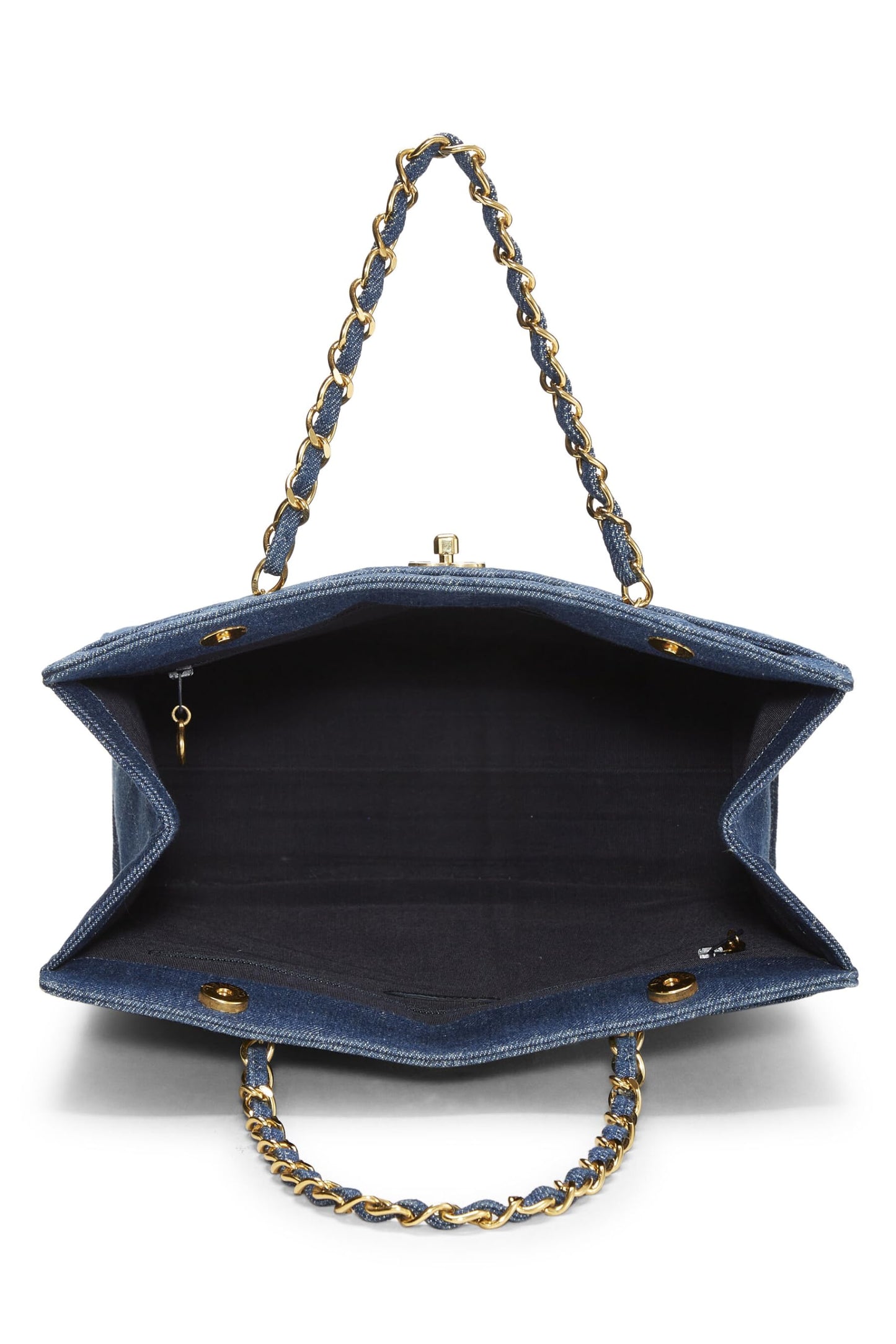 Chanel, sac fourre-tout matelassé bleu en denim de taille moyenne, bleu