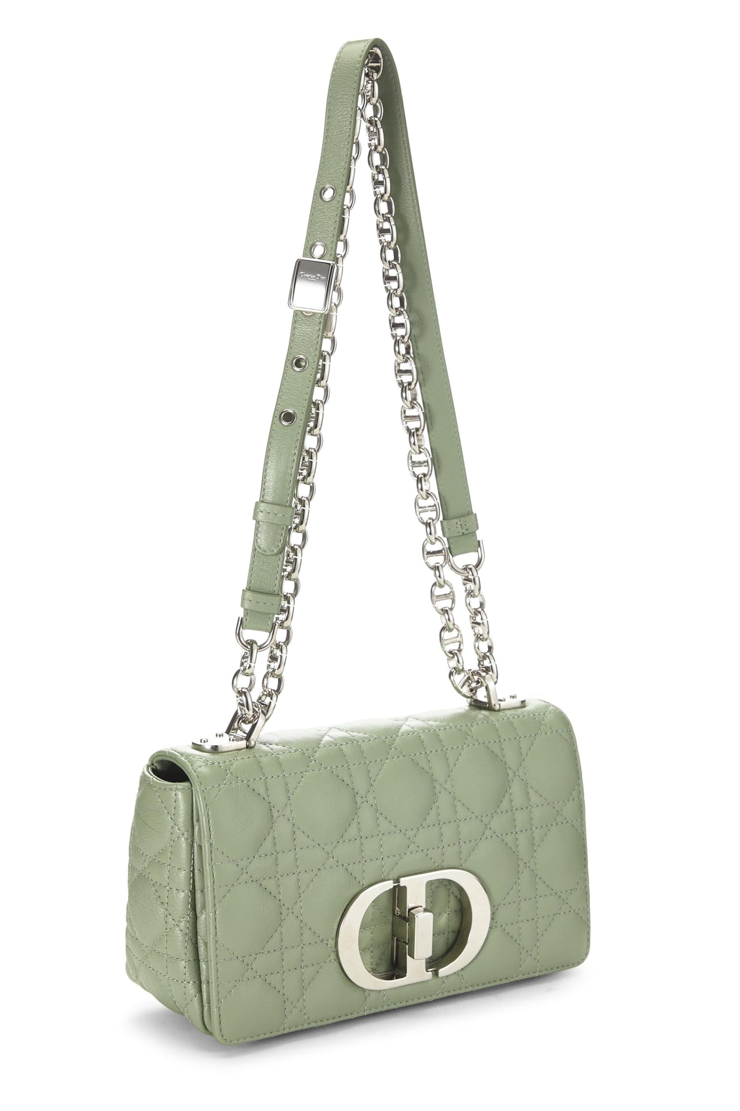 Dior, sac Caro Small en cuir de veau Cannage vert d'occasion, vert