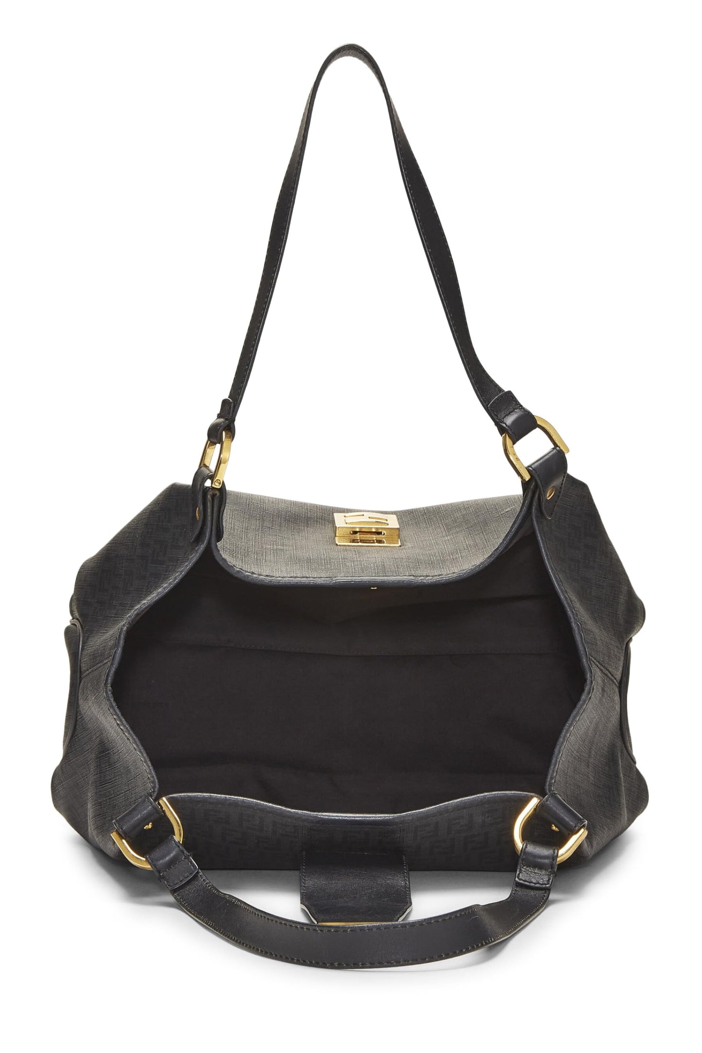 Fendi, Bolso tote Black Zucchino Chiusura Pre-Loved, Negro