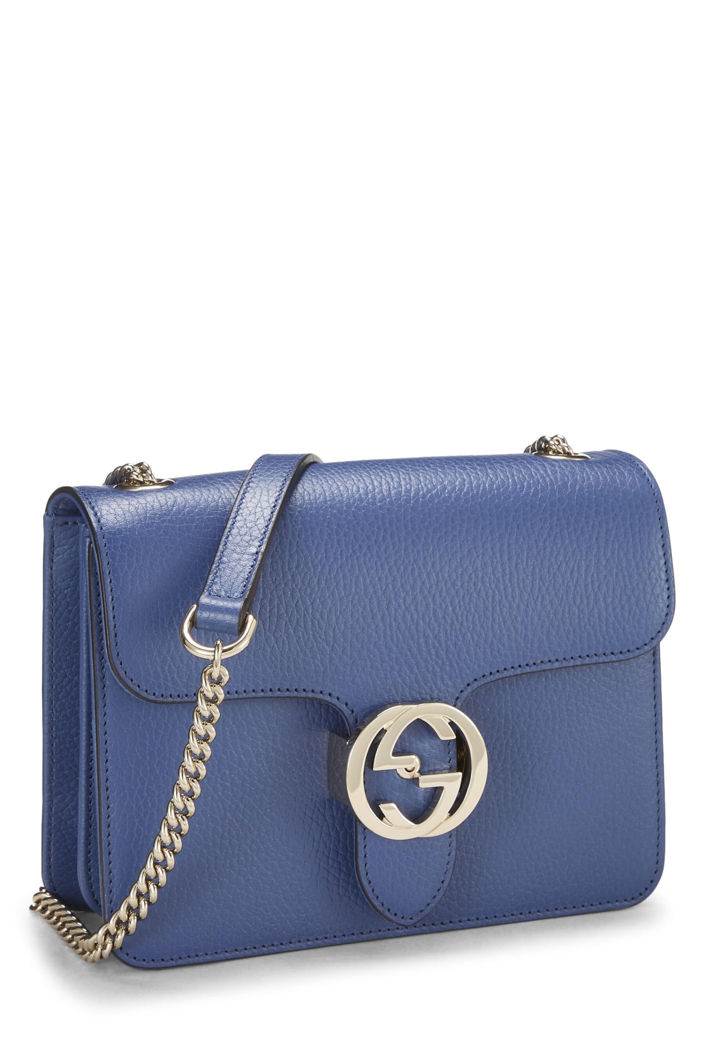 Gucci, petit sac à bandoulière en cuir bleu d'occasion, bleu