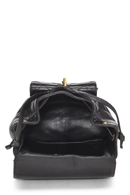 Chanel, Pre-Loved Black Quilted Lambskin Backpack Medium, Black