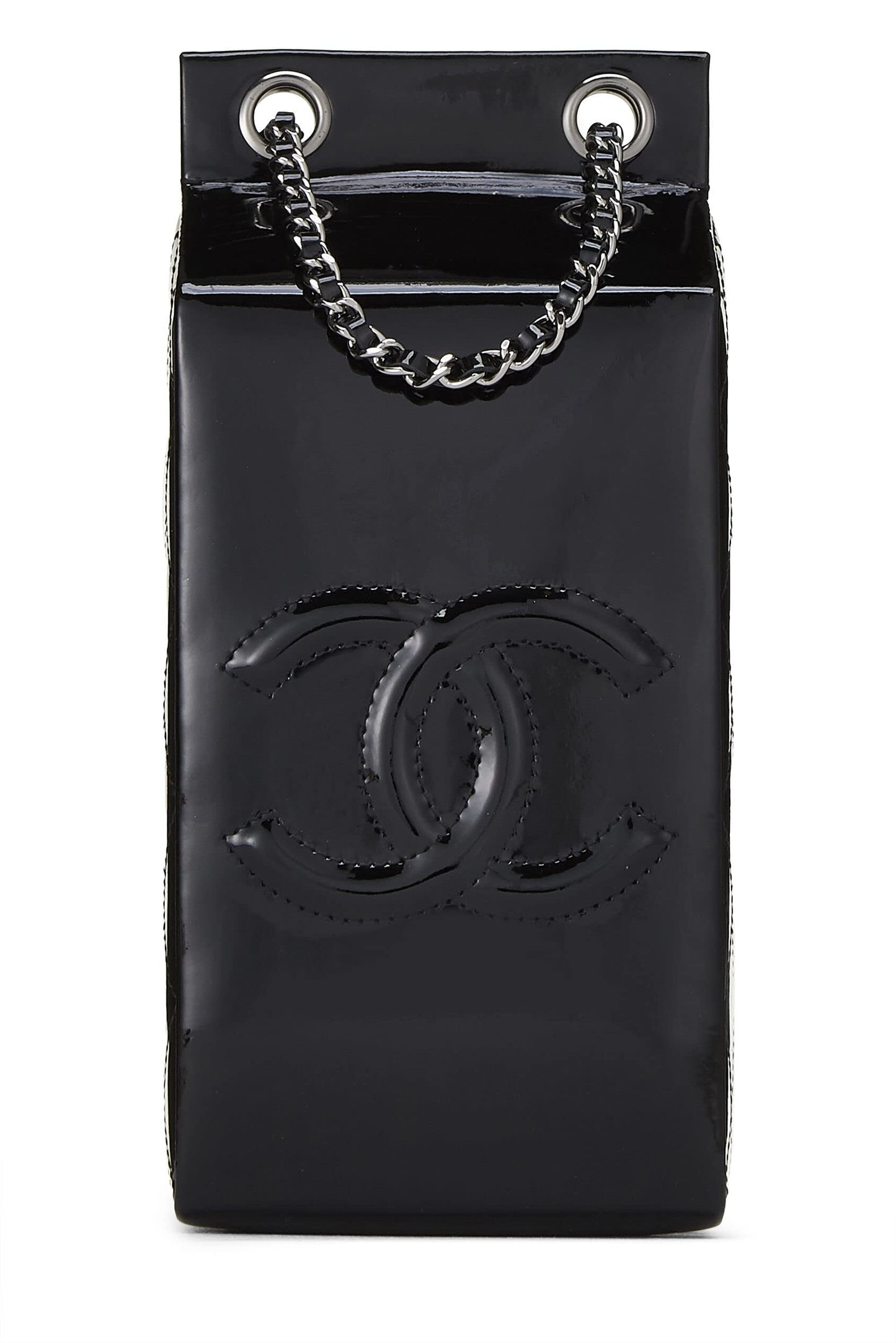 Chanel, Pre-Loved Black Patent Leather Milk Carton Bag, Black