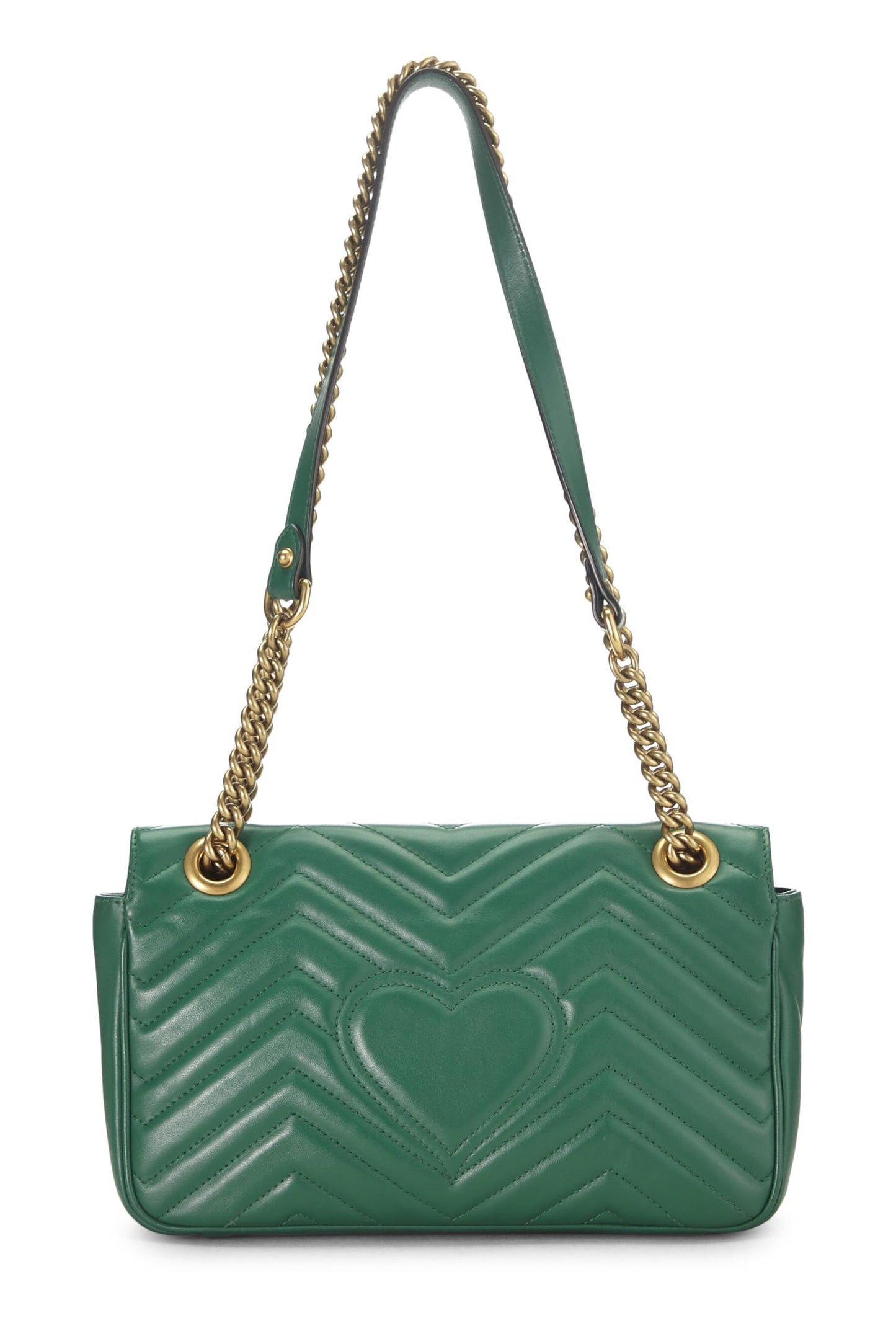 Gucci, Bolso de hombro pequeño GG Marmont de cuero verde Pre-Loved, Verde