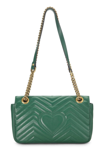 Gucci, Pre-Loved Green Leather GG Marmont Shoulder Bag Small, Green