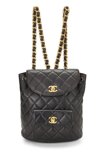 Chanel, Pre-Loved Black Quilted Lambskin 'CC' Classic Backpack Medium, Black