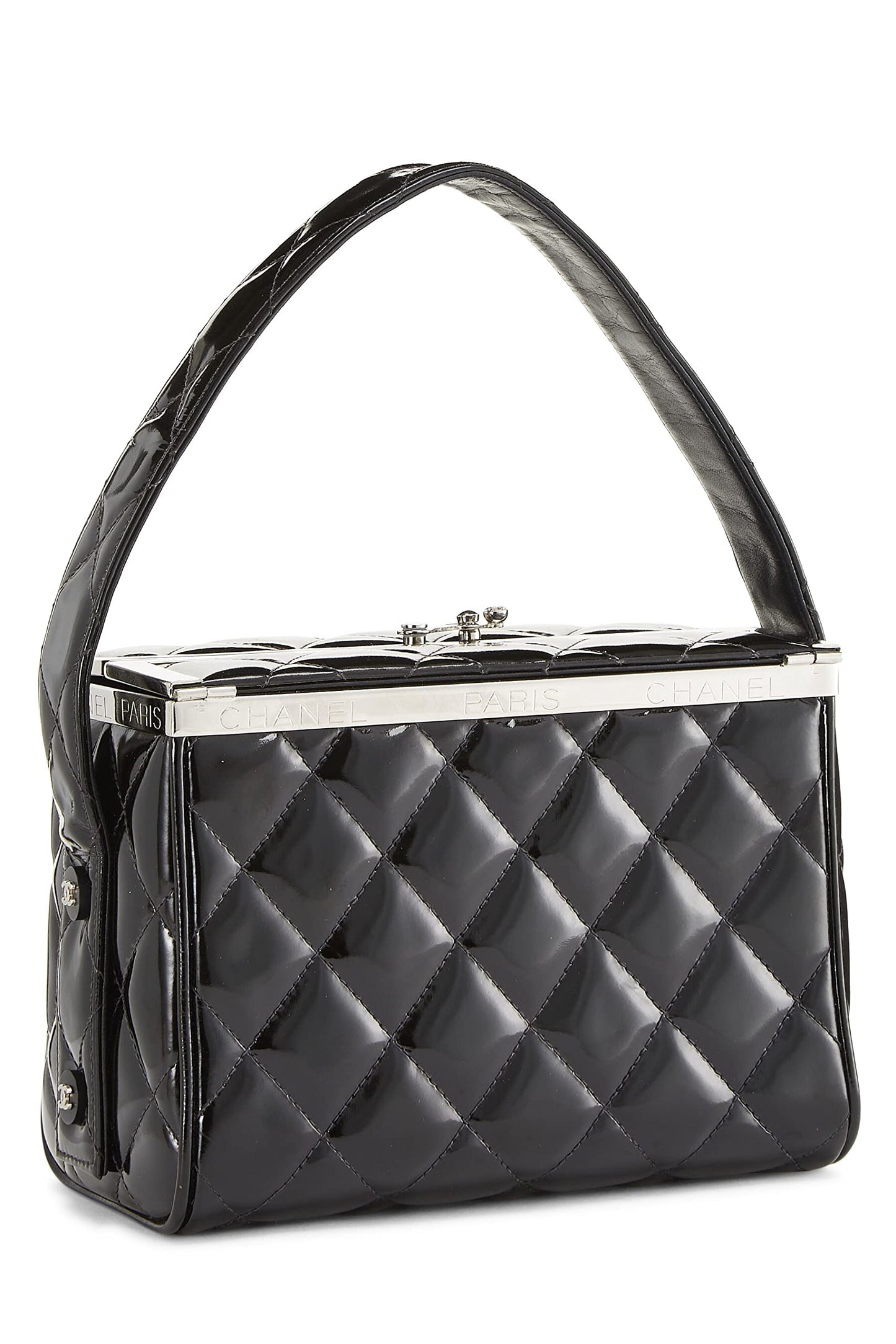 Chanel, Bolso tipo caja de charol negro Pre-Loved, Negro