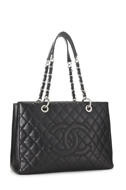 Chanel, Pre-Loved Black Quilted Caviar Grand Shopping Tote (GST), Black