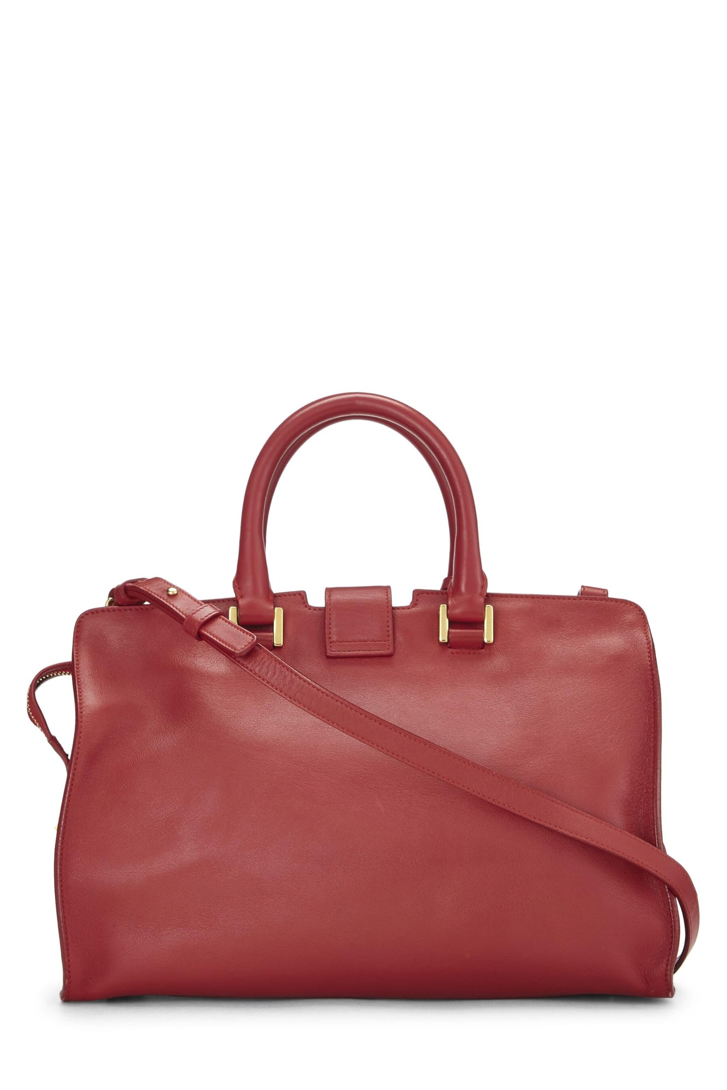 Yves Saint Laurent, Pre-Loved Red Soft Calfskin Monogram Cabas Small, Red