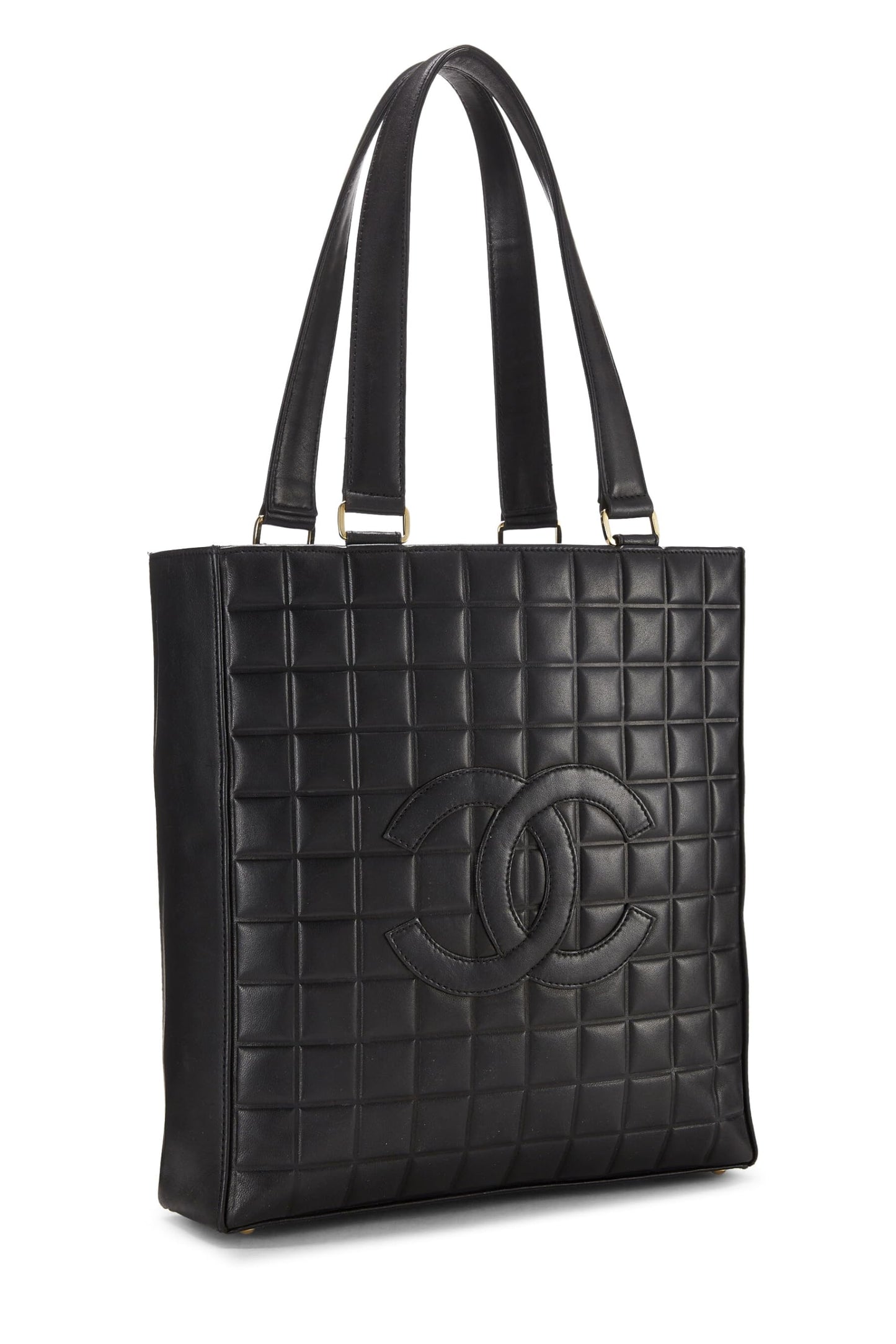 Chanel, Pre-Loved Black Lambskin Chocolate Bar Tote, Black