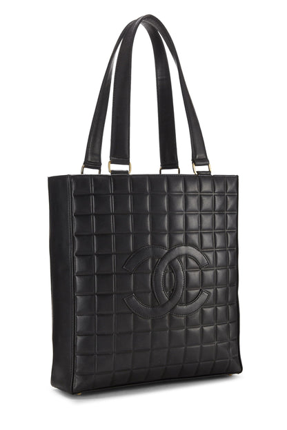 Chanel, sac fourre-tout en cuir d'agneau noir d'occasion, noir