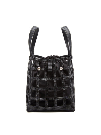 Oscar de la Renta, Bolso tote cuadrado mini con rejilla de cristal, Negro