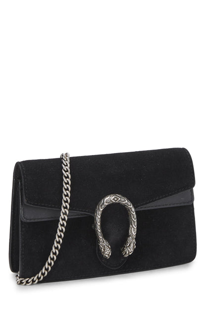 Gucci, Pre-Loved Black Suede Dionysus Shoulder Bag Super Mini, Black