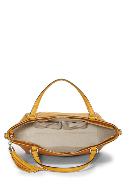 Gucci, sac à main Soho en cuir grainé orange d'occasion, jaune