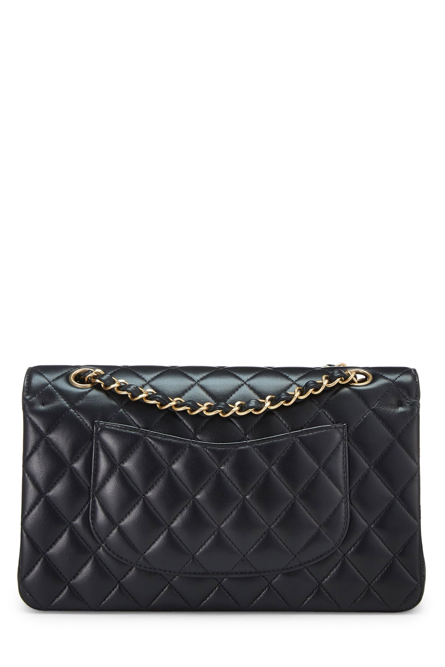 Chanel, Porte-monnaie Lucky Charm à double rabat en cuir d'agneau noir de taille moyenne, d'occasion, noir