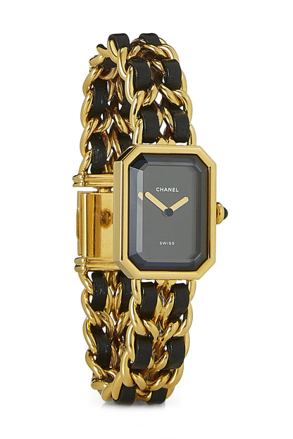 Chanel, Pre-Loved Black & Gold Premiere Watch Medium, Black