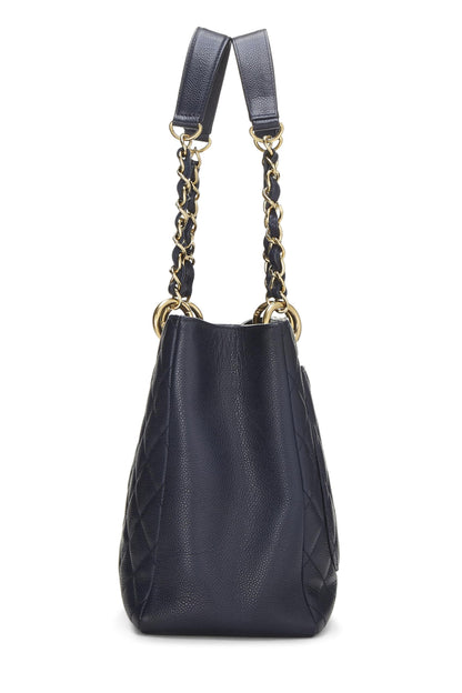 Chanel, Grand sac cabas matelassé bleu Caviar d'occasion (GST), bleu