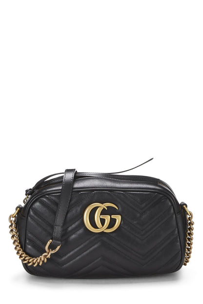 Gucci, Pre-Loved Black Leather GG Marmont Crossbody Small, Black