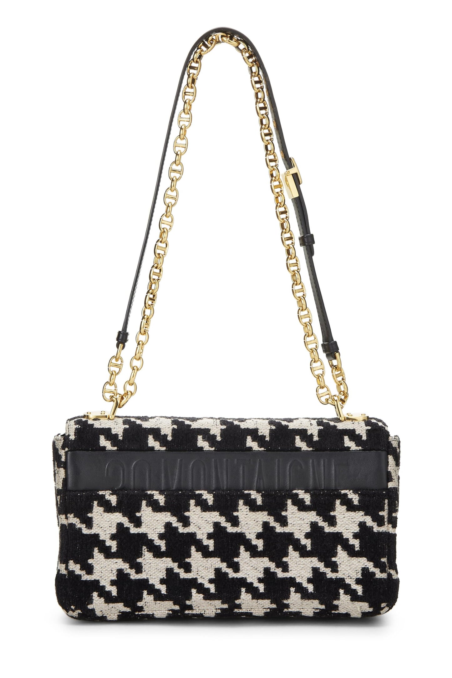 Dior, Sac Caro Medium en jacquard pied-de-poule noir et blanc d'occasion, noir