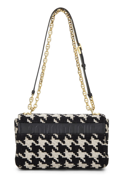 Dior, Pre-Loved Black & White Houndstooth Jacquard Caro Bag Medium, Black