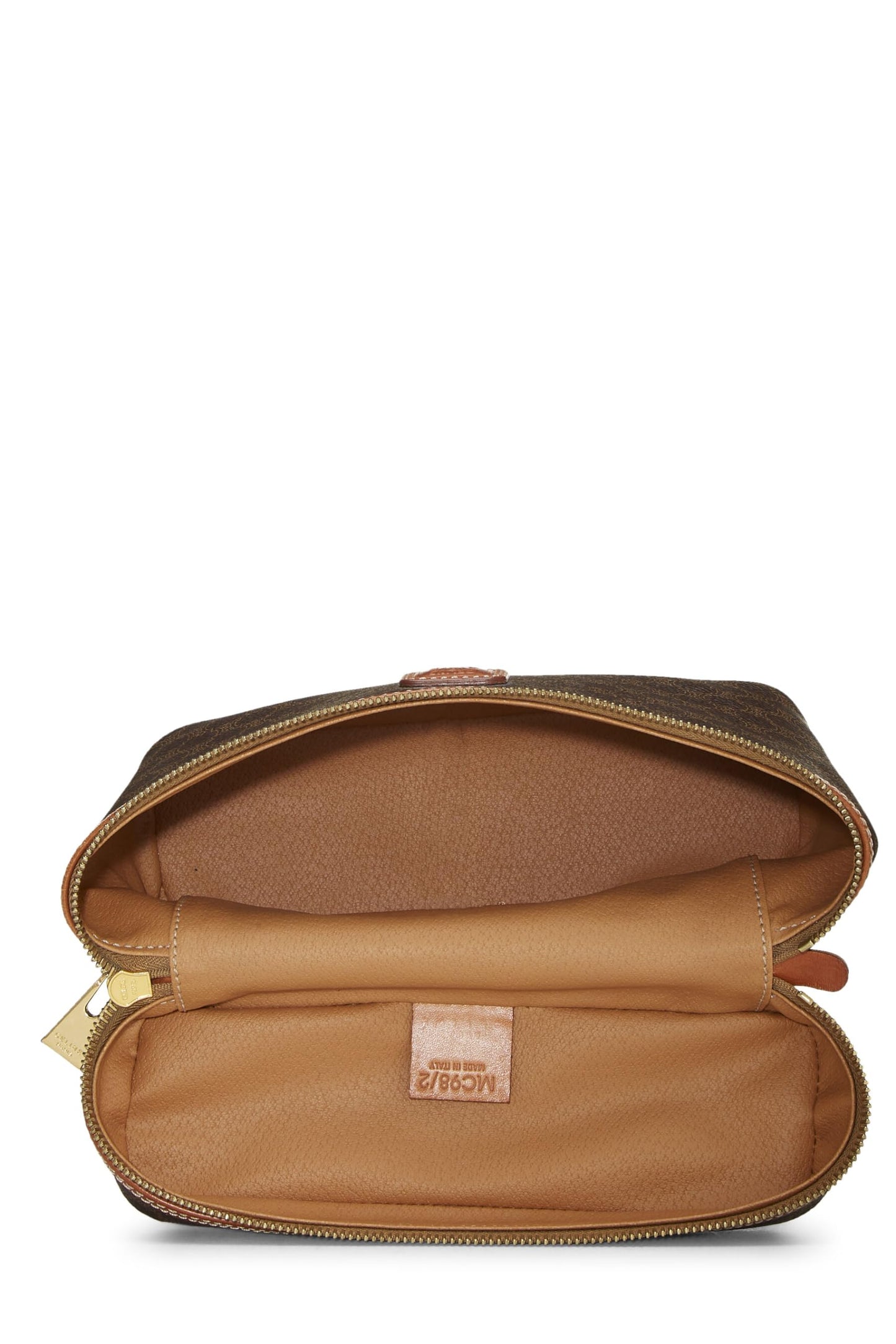 Céline, Pre-Loved Brown Coated Canvas Macadam Toiletry Bag, Brown