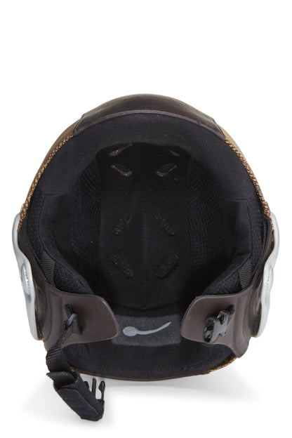 Casque de ski oblique en cuir marron et plastique Dior d'occasion, marron