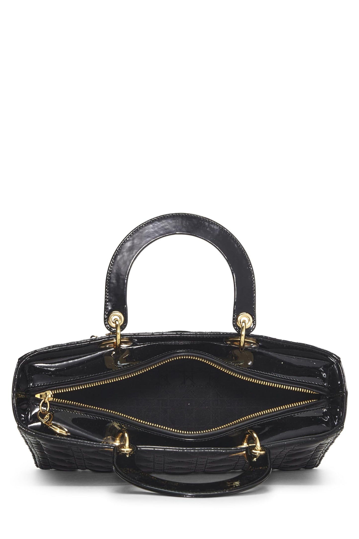 Dior, Lady Dior Large en cuir verni noir Cannage d'occasion, noir