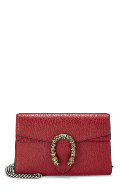 Gucci, Pre-Loved Red Leather Dionysus Super Mini, Red