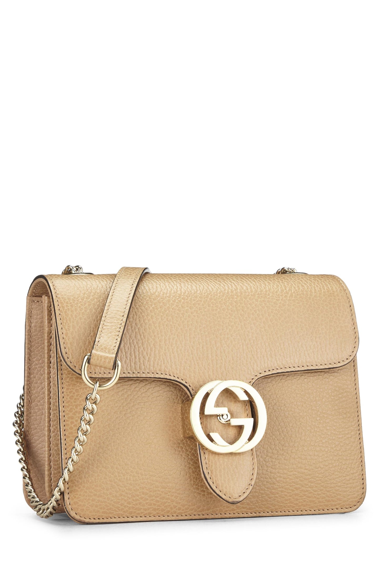 Gucci, petit sac à bandoulière entrelacé en cuir beige d'occasion, beige