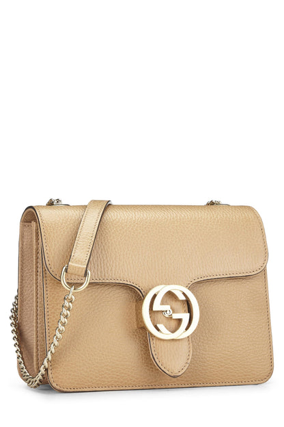 Gucci, petit sac à bandoulière entrelacé en cuir beige d'occasion, beige