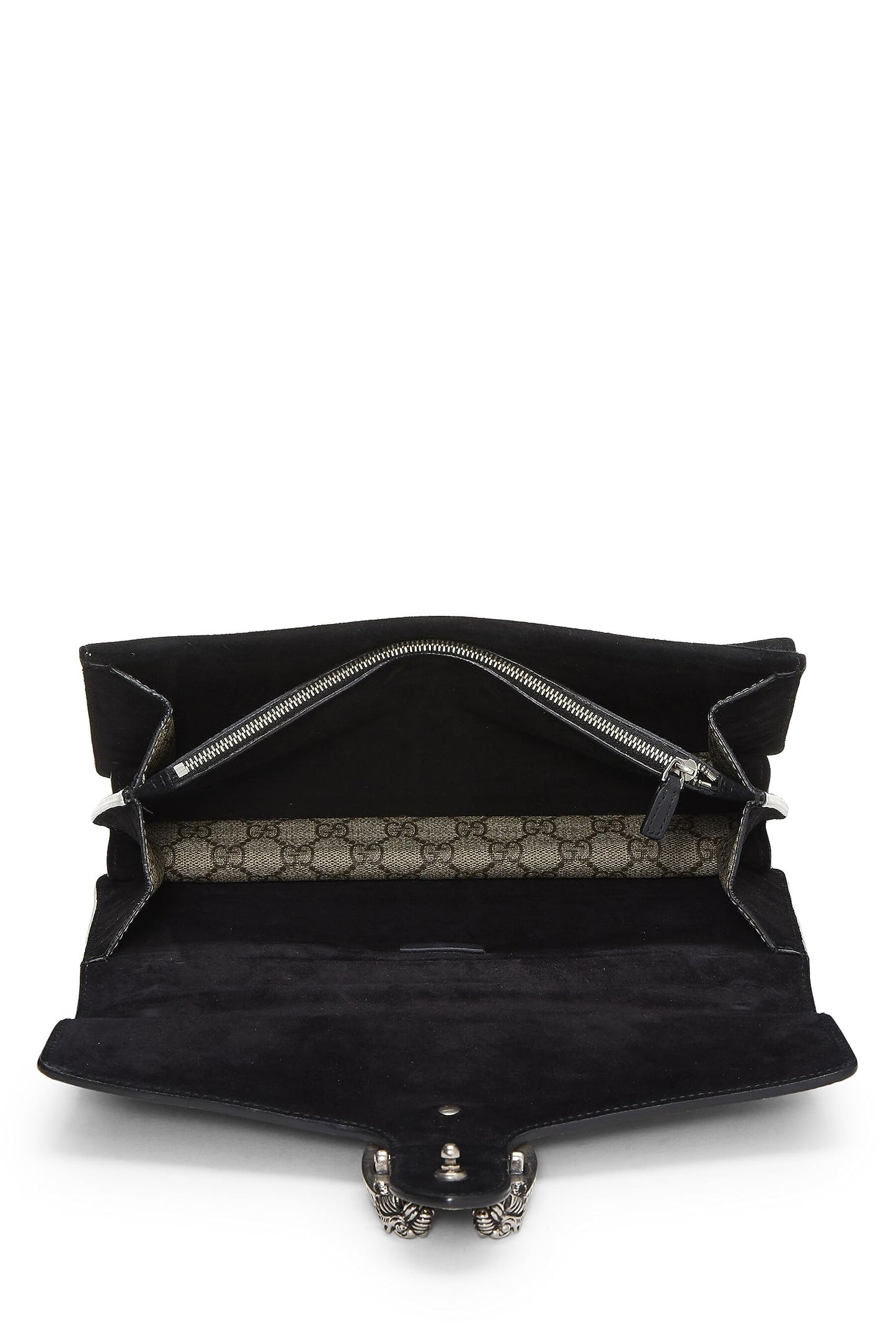 Gucci, sac Dionysus en toile noire GG Supreme d'occasion de taille moyenne, noir