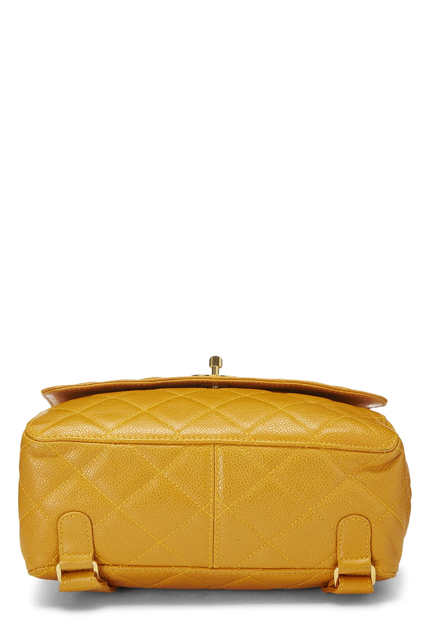 Chanel, Pre-Loved Yellow Quilted Caviar Backpack, Yellow