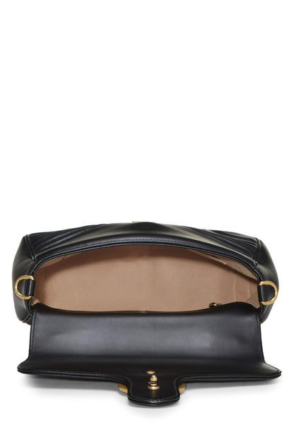 Gucci, sac à bandoulière GG Marmont en cuir noir d'occasion, petit modèle, noir