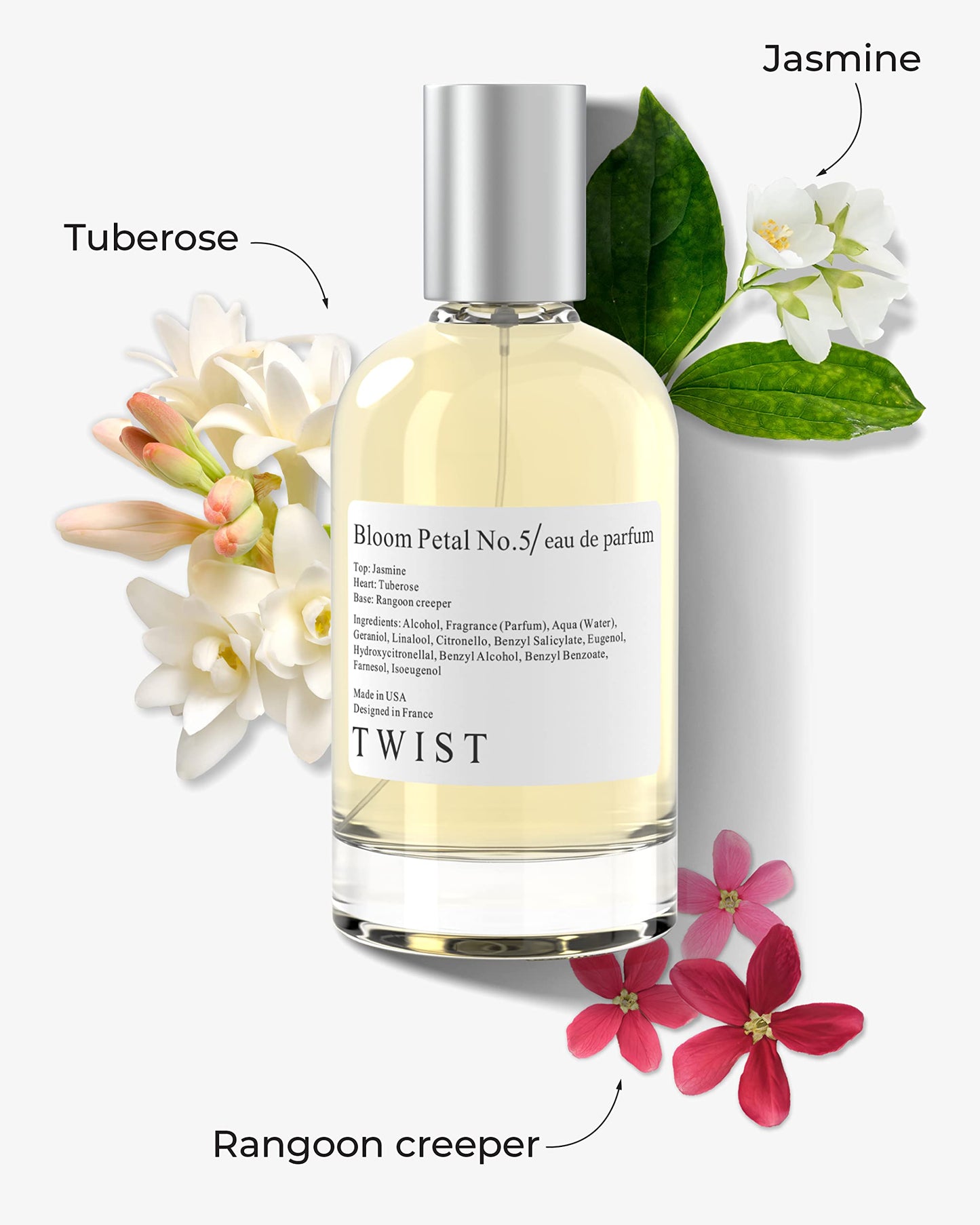 Twist - Bloom Petal No. 5 - Eau De Parfum Inspired by G. Bloom, Long-Lasting Perfume For Women, Paraben Free, Vegan, Clean Ingredients, Fragrance - Spray 100 ml | 3.4 fl. oz.