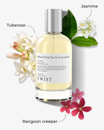 Twist - Bloom Petal No. 5 - Eau De Parfum inspirado en G. Bloom, perfume duradero para mujer, sin parabenos, vegano, ingredientes limpios, fragancia - Spray 100 ml | 3,4 fl. oz.