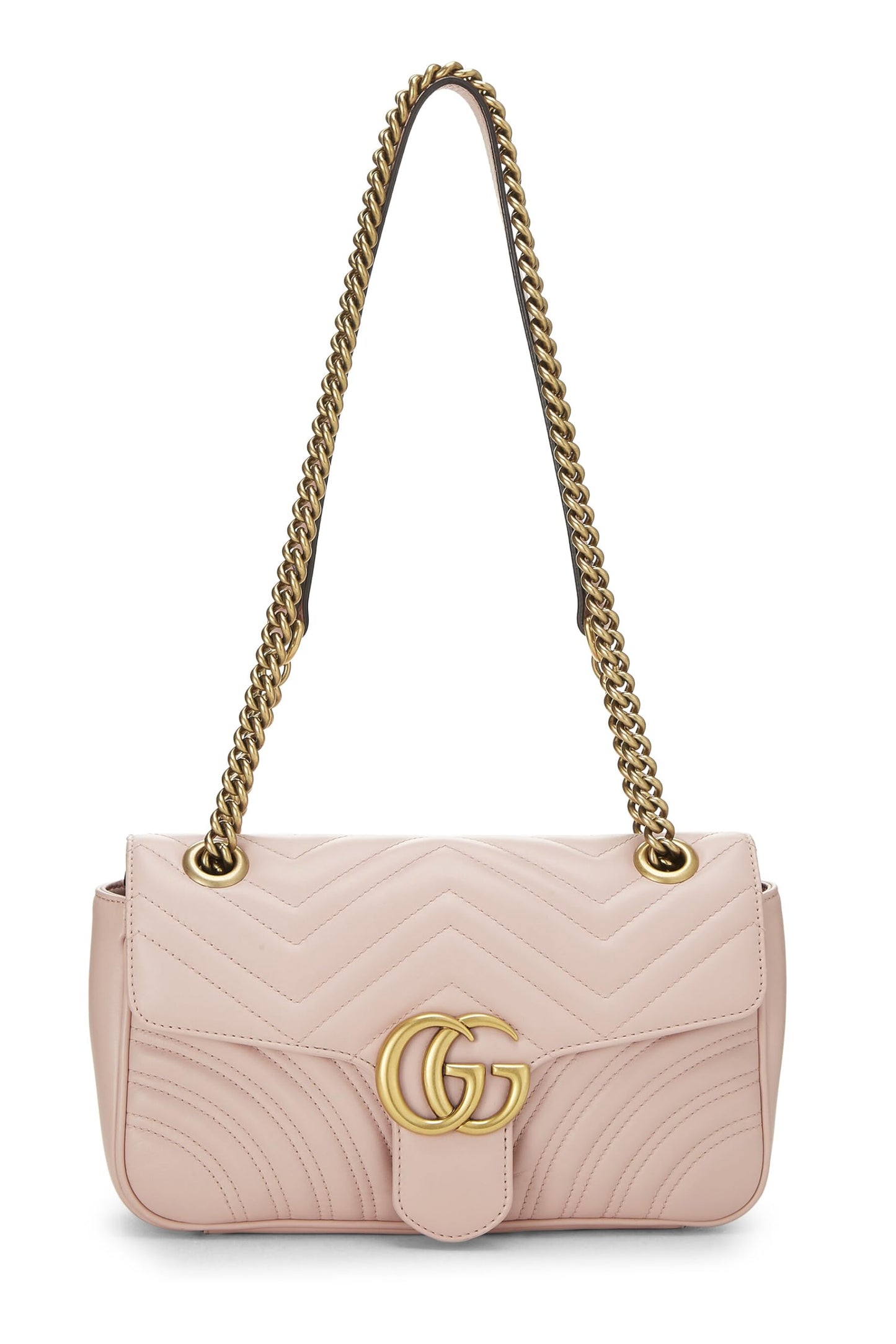 Gucci, Bolso de hombro pequeño GG Marmont de cuero rosa Pre-Loved, Rosa